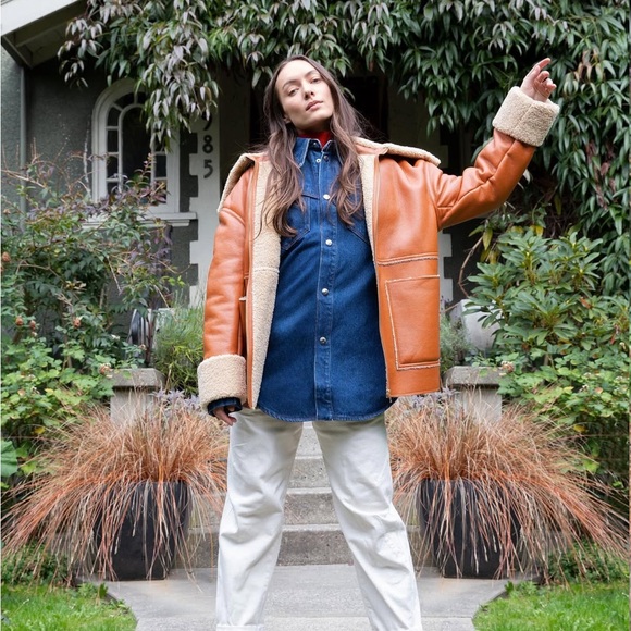 Nanushka Beryl Paneled Faux Shearling Jacket Size Small - Picture 4 of 16